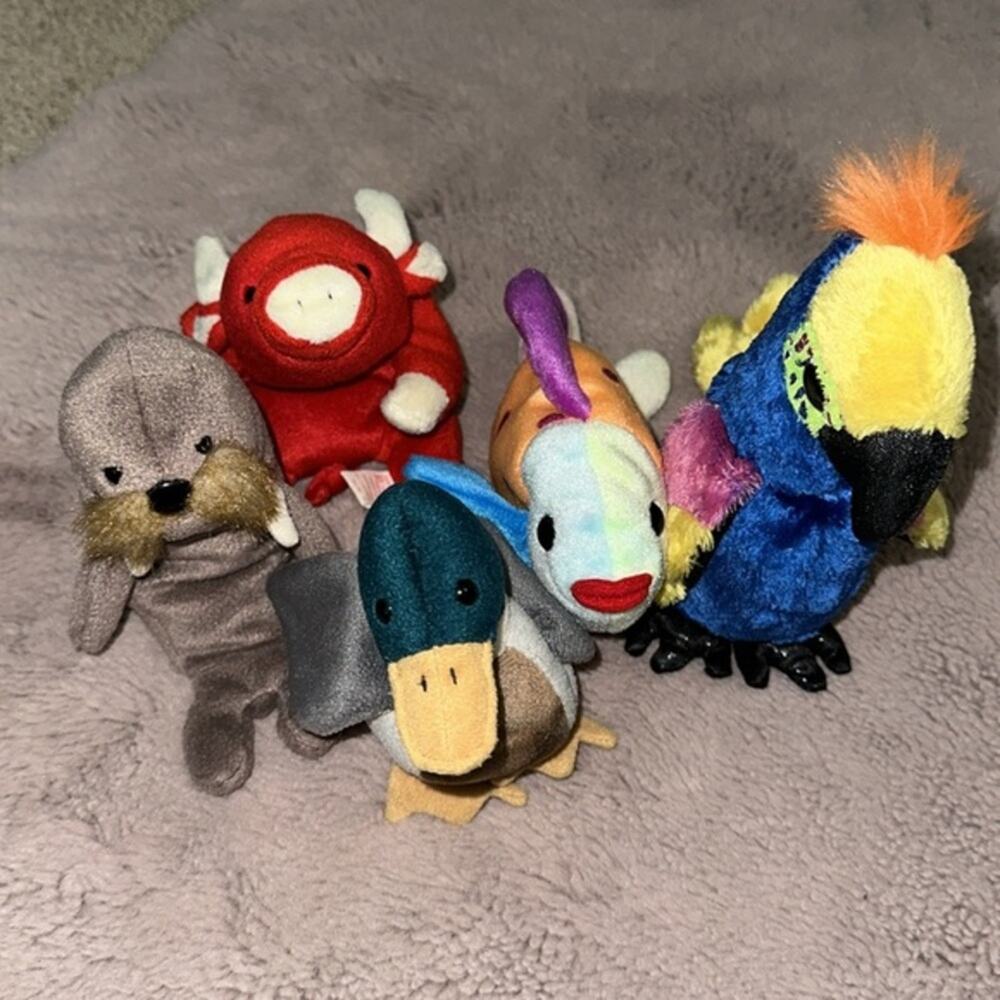 Ty Beanie Babies Bundle: Lips, Jake, Jolly, Snort, & Wynnie